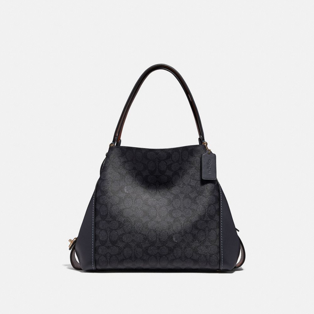 EDIE SHOULDER BAG 31 IN SIGNATURE CANVAS - 31698 - LI/CHARCOAL MIDNIGHT NAVY