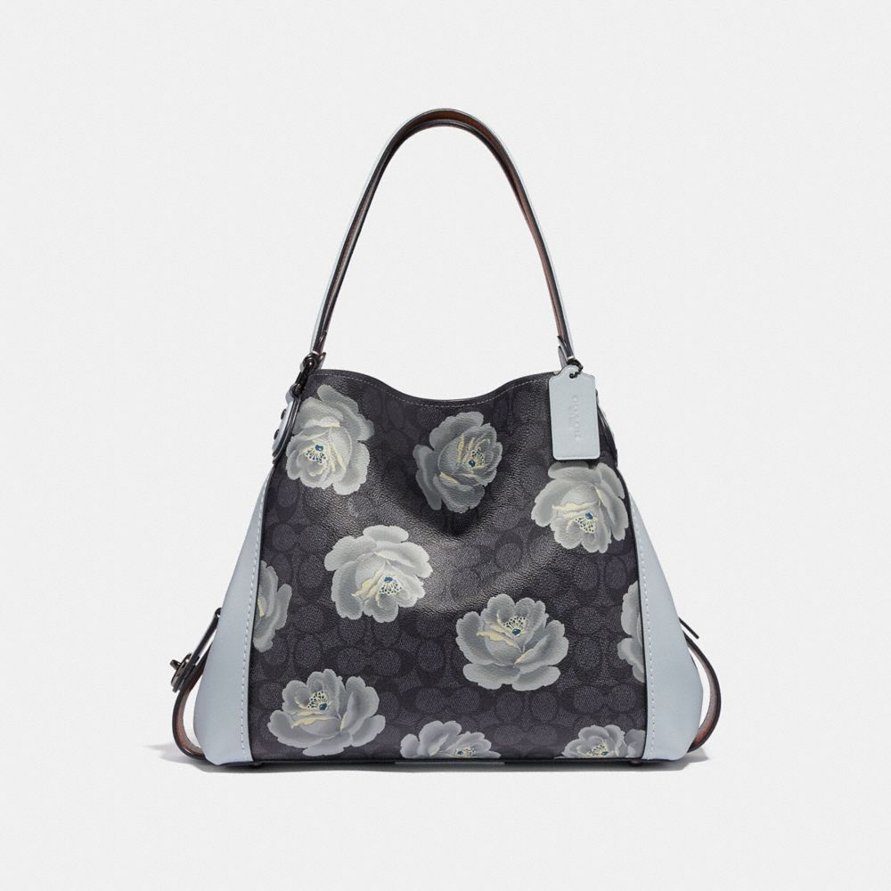 EDIE SHOULDER BAG 31 IN SIGNATURE ROSE PRINT - 31699 - DK/CHARCOAL SKY