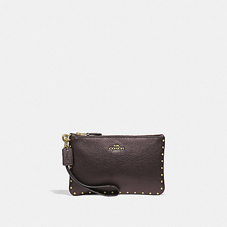 COACH SMALL WRISTLET WITH RIVETS - OXBLOOD/BRASS - 31794