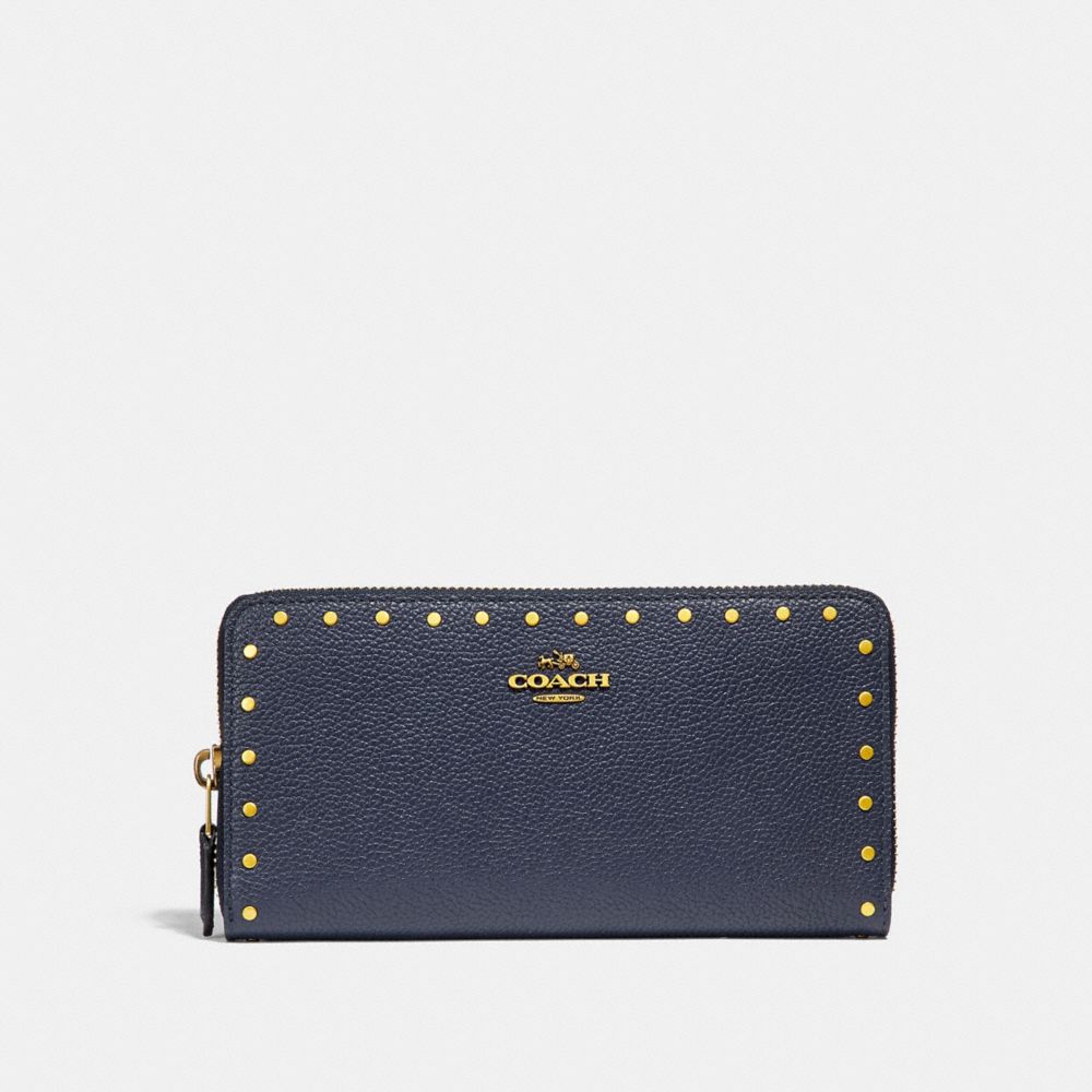 COACH 31810 - ACCORDION ZIP WALLET WITH RIVETS B4/MIDNIGHT NAVY