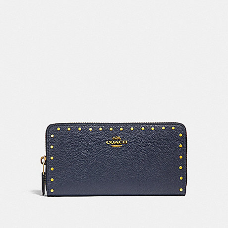 COACH ACCORDION ZIP WALLET WITH RIVETS - B4/MIDNIGHT NAVY - 31810
