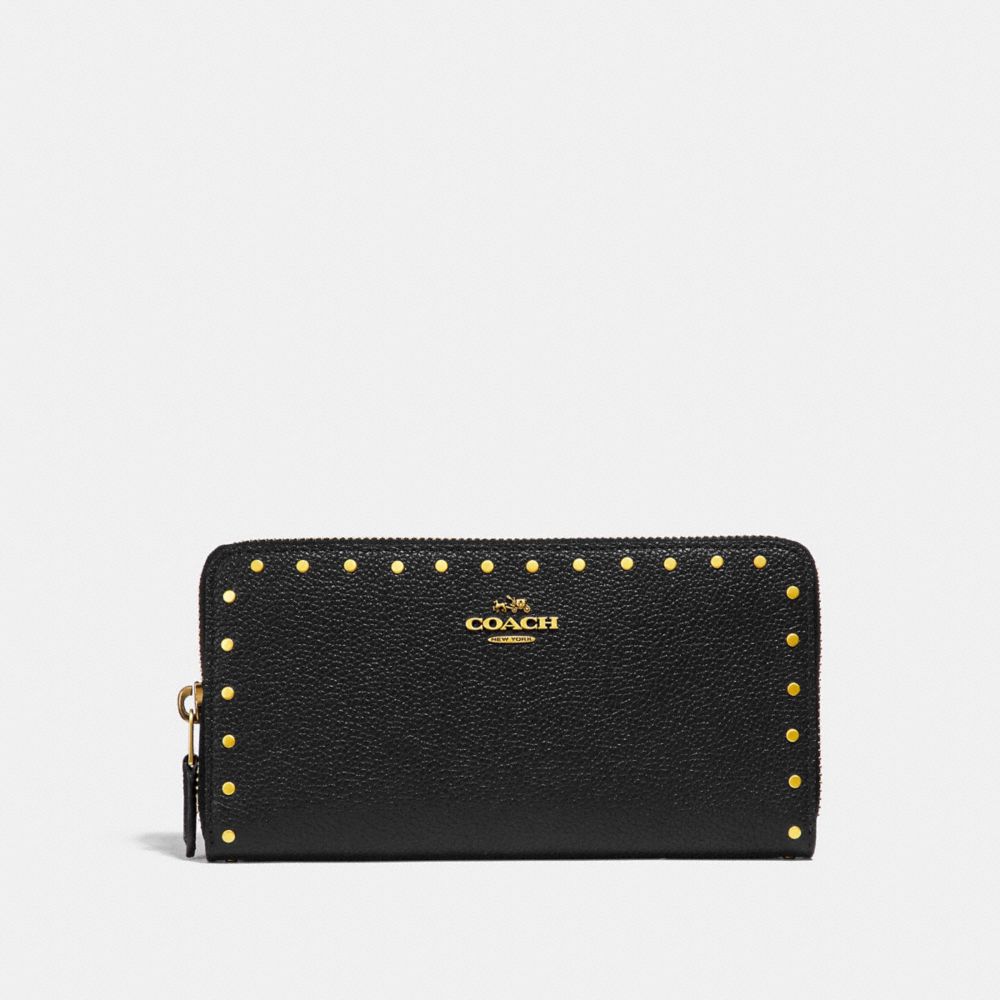 COACH ACCORDION ZIP WALLET WITH RIVETS - B4/BLACK - 31810