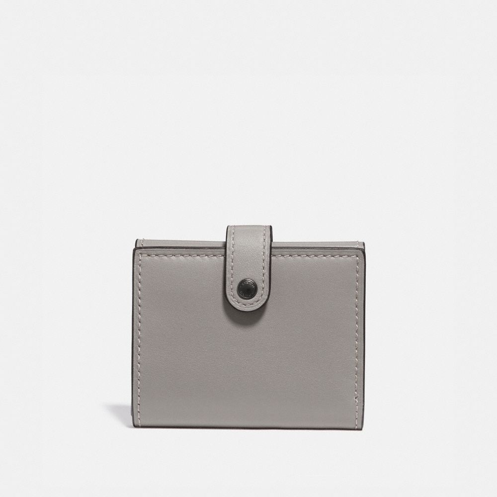 SMALL TRIFOLD WALLET WITH ROSE PRINT INTERIOR - HEATHER GREY/BLACK COPPER - COACH 31820