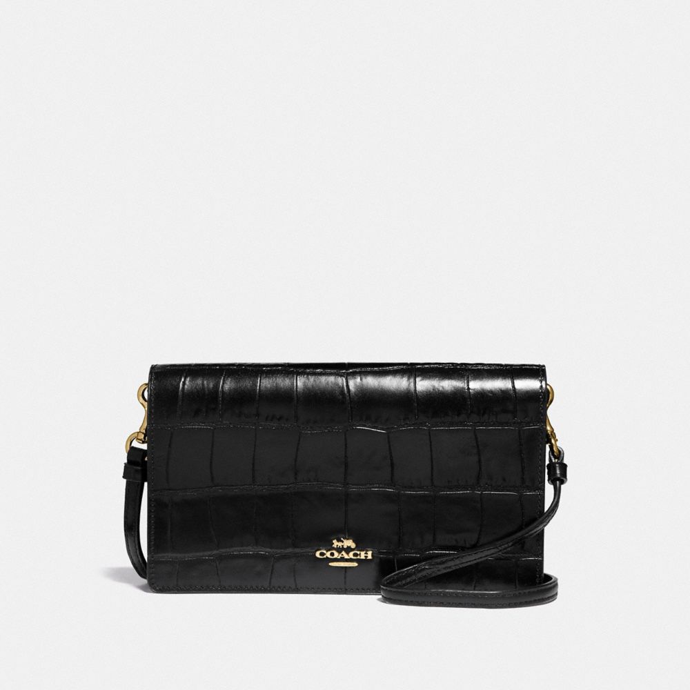 COACH 31862 - HAYDEN FOLDOVER CROSSBODY CLUTCH BLACK/LIGHT GOLD