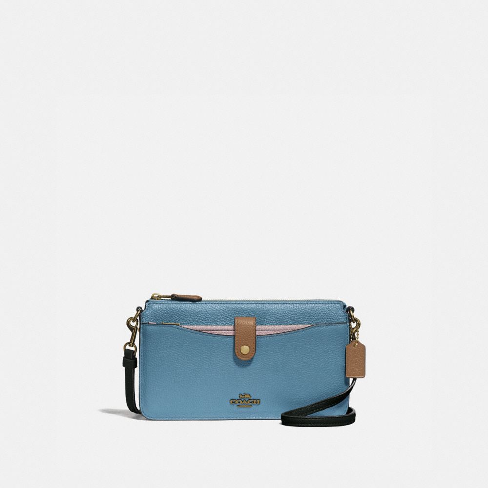 NOA POP-UP MESSENGER IN COLORBLOCK - BRASS/PACIFIC BLUE MULTI - COACH 31864