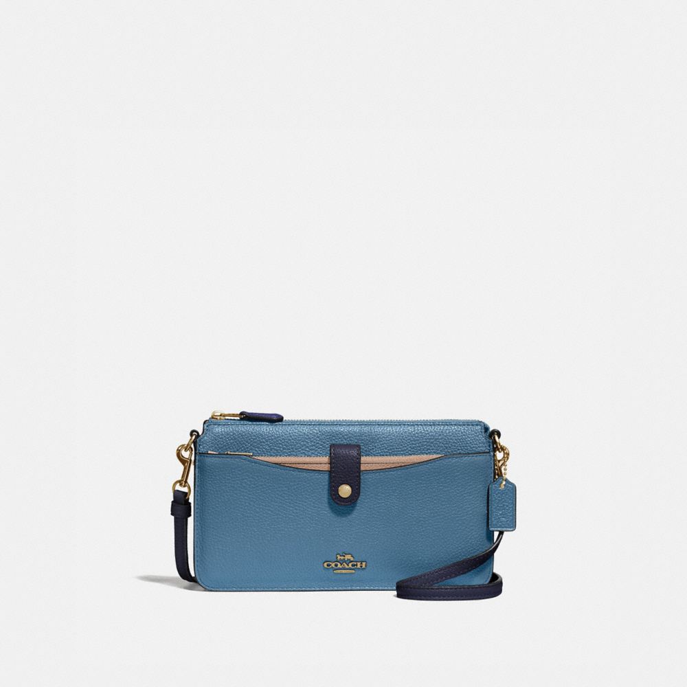 COACH NOA POP-UP MESSENGER IN COLORBLOCK - BRASS/LAKE MULTI - 31864