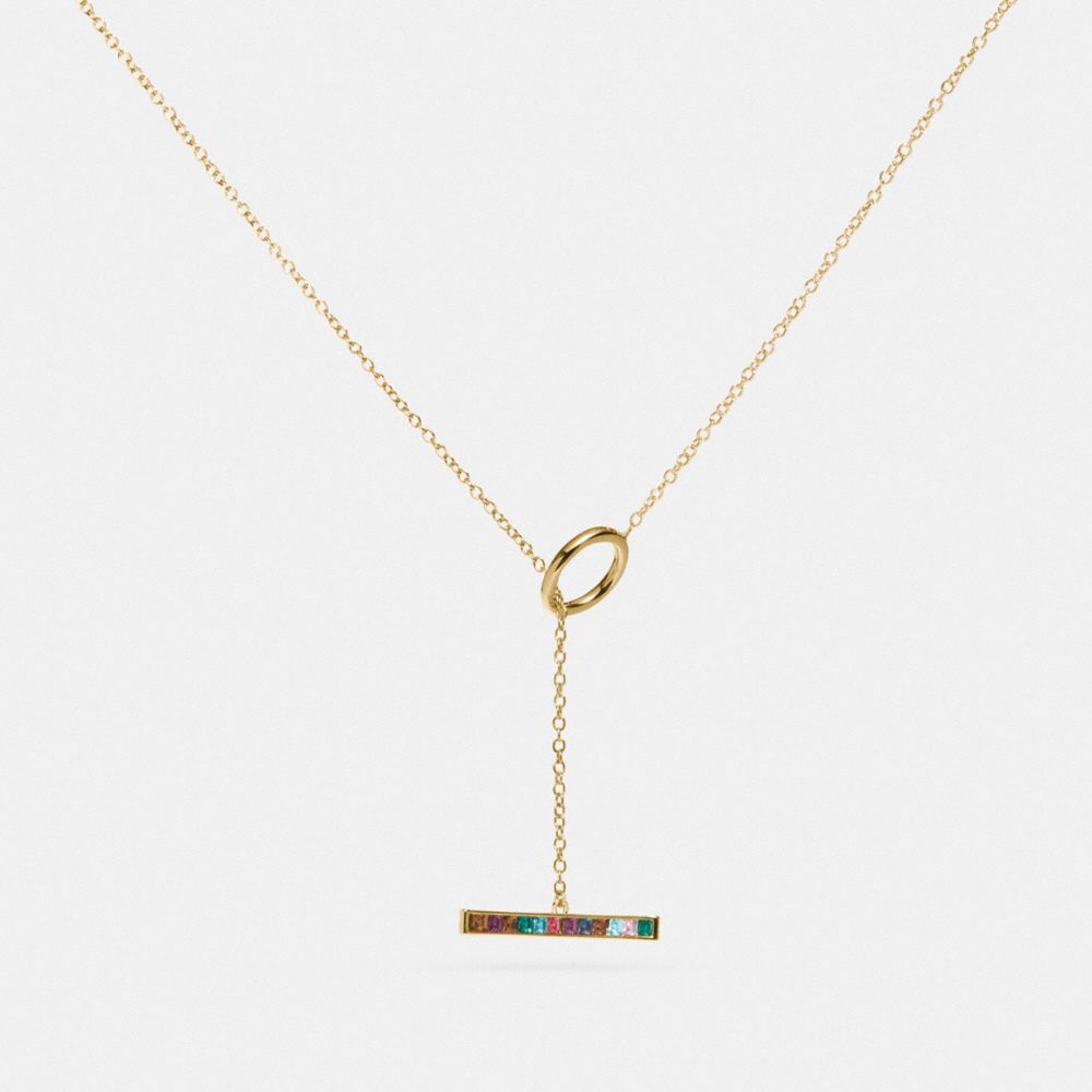 Legacy Rainbow Horizontal Bar Drop Necklace - 3189 - GOLD/LEGACY MULTI