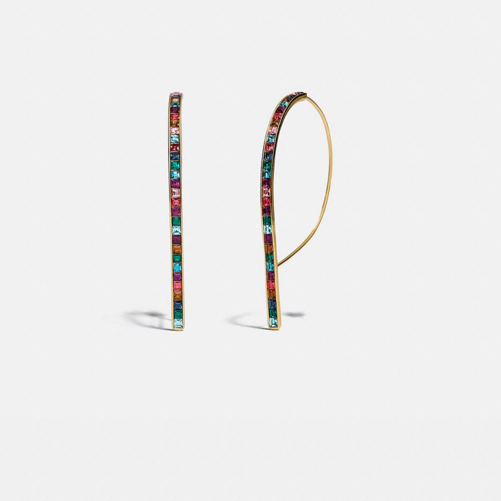 COACH 3192 Legacy Rainbow Rounded Bar Drop Earrings GOLD/LEGACY MULTI