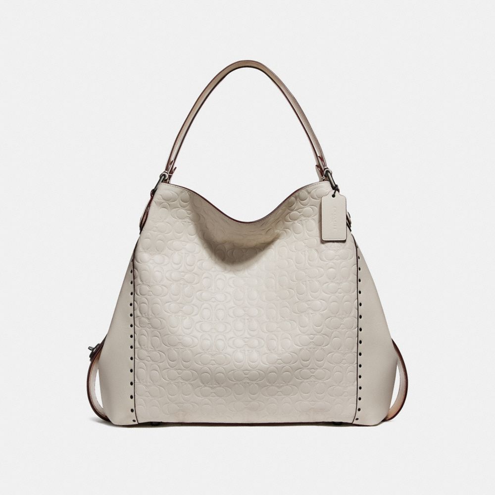 COACH 31930 - EDIE SHOULDER BAG 42 IN SIGNATURE LEATHER WITH RIVETS BP/CHALK