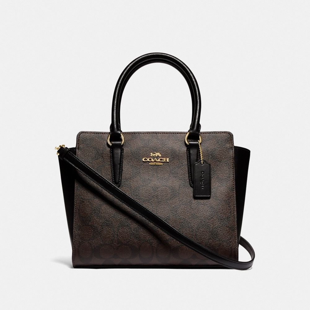 COACH 31957 LEAH SATCHEL IN SIGNATURE CANVAS IM/BROWN BLACK