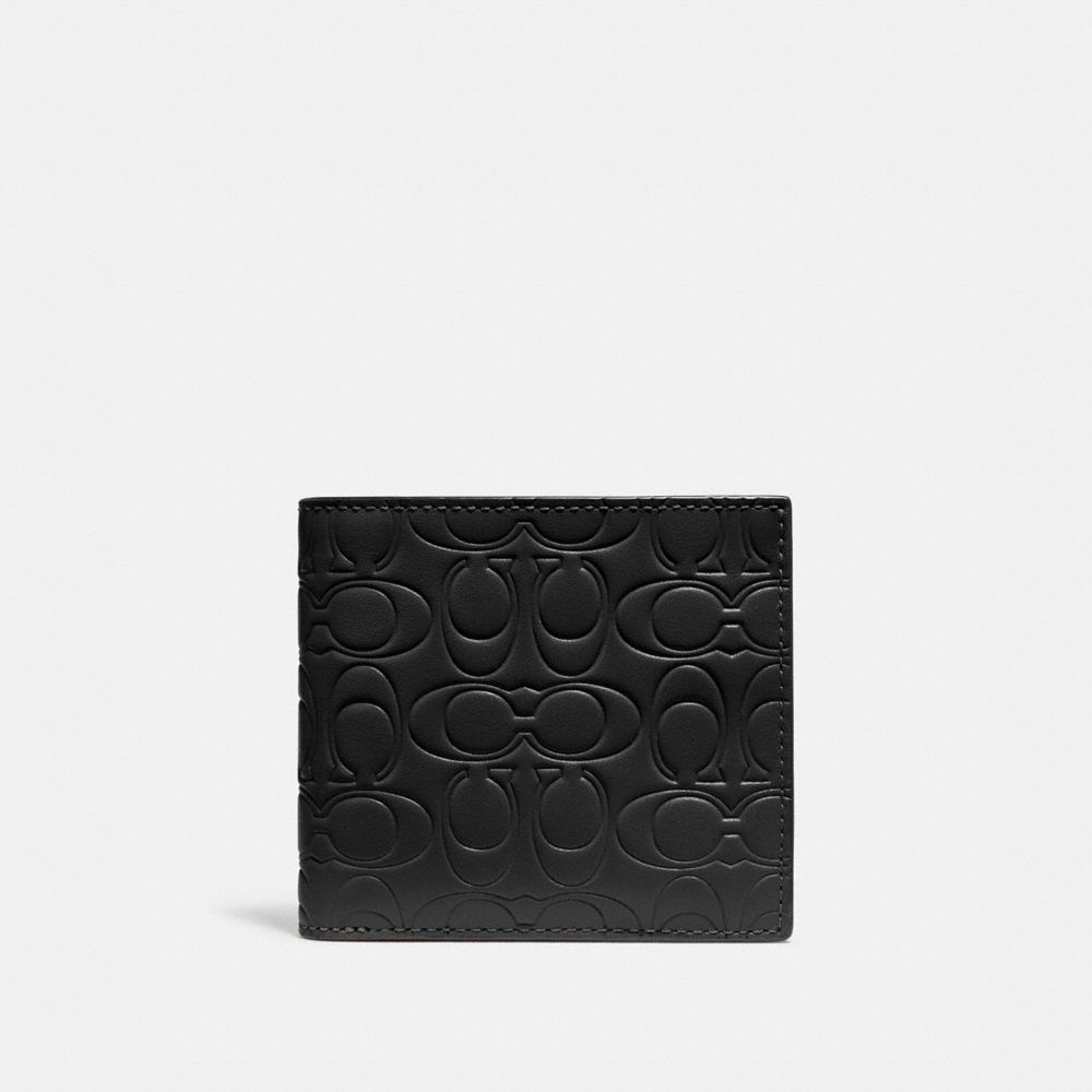 DOUBLE BILLFOLD WALLET IN SIGNATURE LEATHER - BLACK - COACH 32037