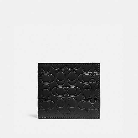 COACH 32037 DOUBLE BILLFOLD WALLET IN SIGNATURE LEATHER BLACK