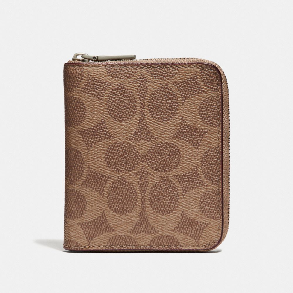 COACH 32080 - Small Zip Around Wallet In Signature Canvas KHAKI