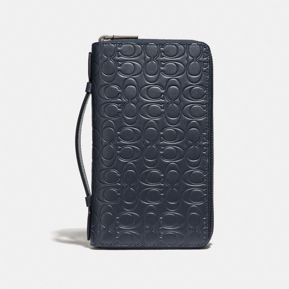 COACH 32160 Double Zip Travel Organizer In Signature Leather MIDNIGHT