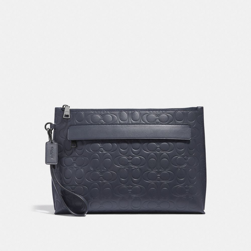 Pouch In Signature Leather - MIDNIGHT - COACH 32162