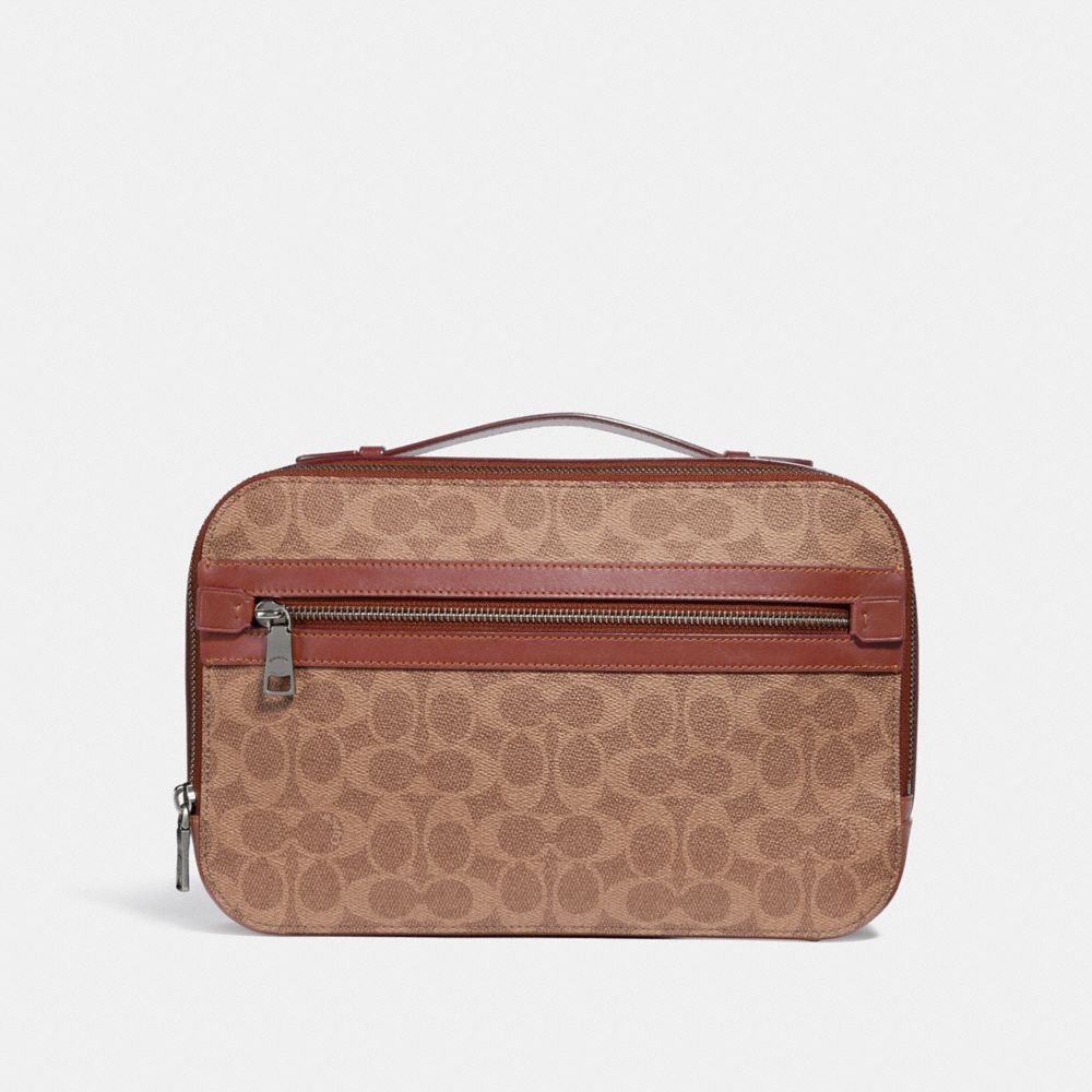 COACH ACADEMY TRAVEL CASE IN SIGNATURE CANVAS - KHAKI - 32176