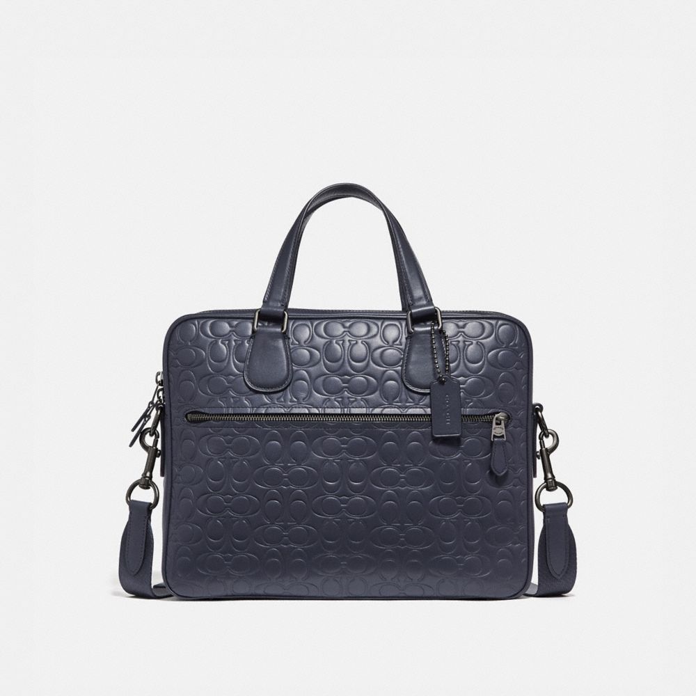 HUDSON 5 BAG IN SIGNATURE LEATHER - MIDNIGHT NAVY/BLACK ANTIQUE NICKEL - COACH 32210