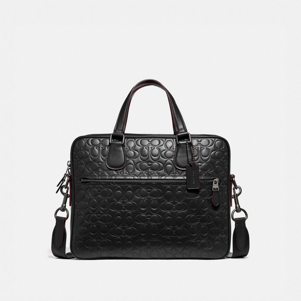 HUDSON 5 BAG IN SIGNATURE LEATHER - 32210 - BLACK/BLACK ANTIQUE NICKEL