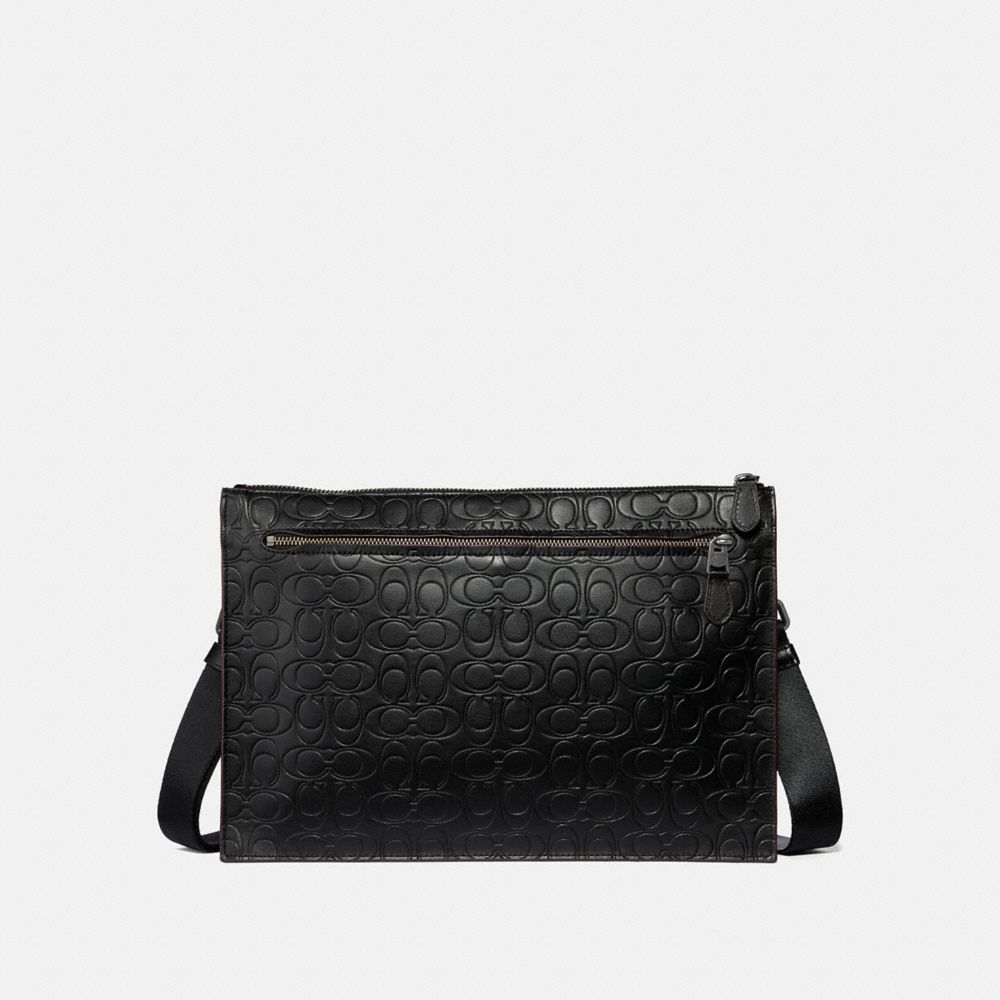 MANHATTAN CONVERTIBLE SLIM MESSENGER IN SIGNATURE LEATHER - 32219 - QB/BLACK