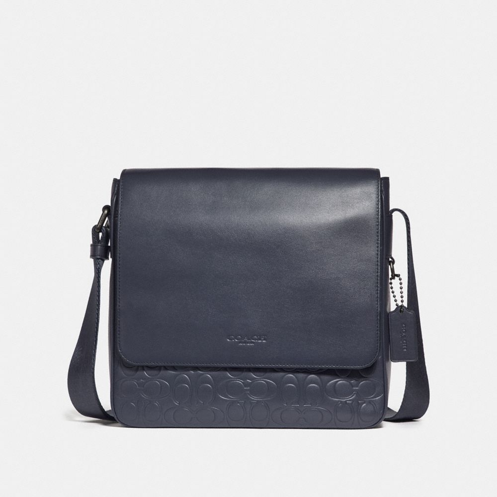 Metropolitan Map Bag In Signature Leather - BLACK ANTIQUE NICKEL/MIDNIGHT NAVY - COACH 32223