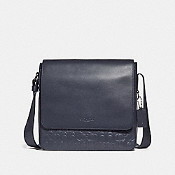 Metropolitan Map Bag In Signature Leather - 32223 - BLACK ANTIQUE NICKEL/MIDNIGHT NAVY
