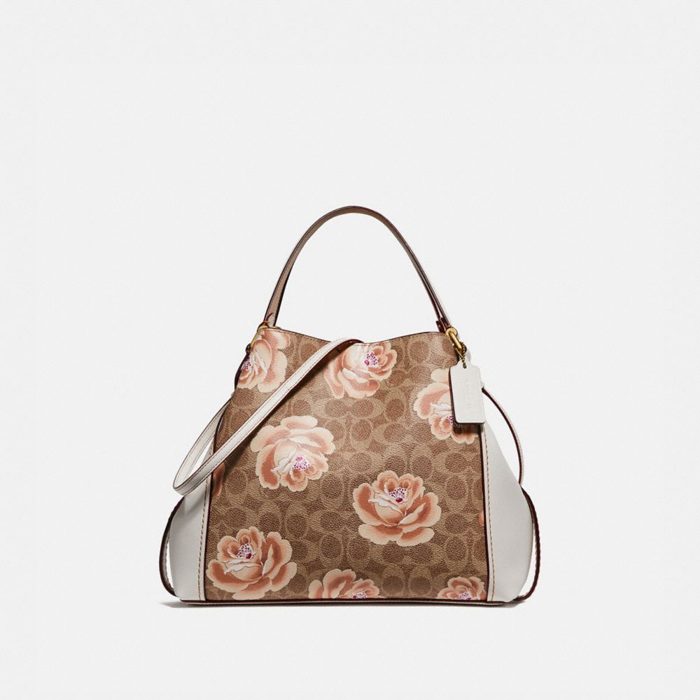 EDIE SHOULDER BAG 28 IN SIGNATURE ROSE PRINT - 32314 - B4/TAN CHALK