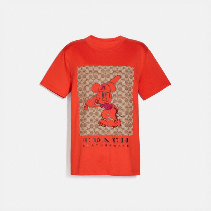 公式 Coach コーチ Disney X Coach ベースボール ミッキーマウス シグネチャー Tシャツ