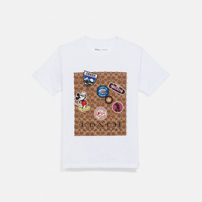 公式 Coach コーチ Disney X Coach スポーツ パッチ シグネチャー Tシャツ