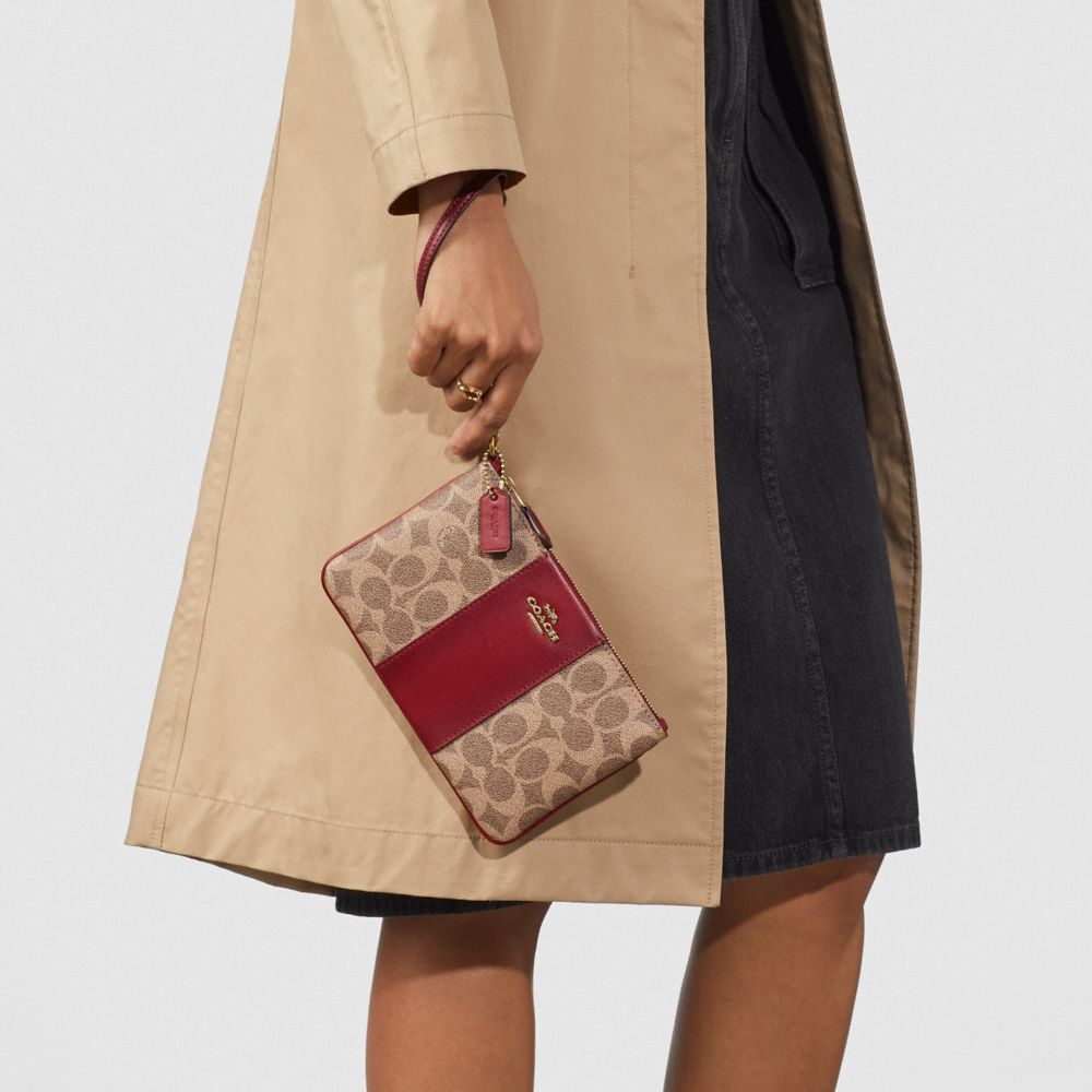 公式 Coach コーチ スモール リストレット カラーブロック シグネチャー キャンバス 財布 革小物