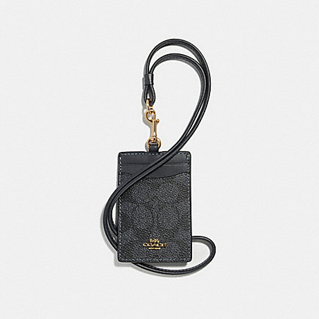 COACH 32475 ID LANYARD IN COLORBLOCK SIGNATURE CANVAS CHARCOAL/MIDNIGHT NAVY/LIGHT GOLD