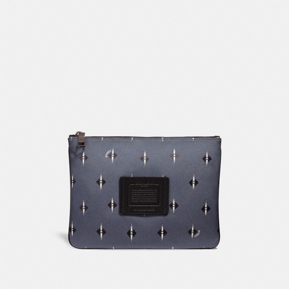MULTIFUNCTIONAL POUCH WITH IKAT GEO PRINT - GREY/CHALK - COACH 32655