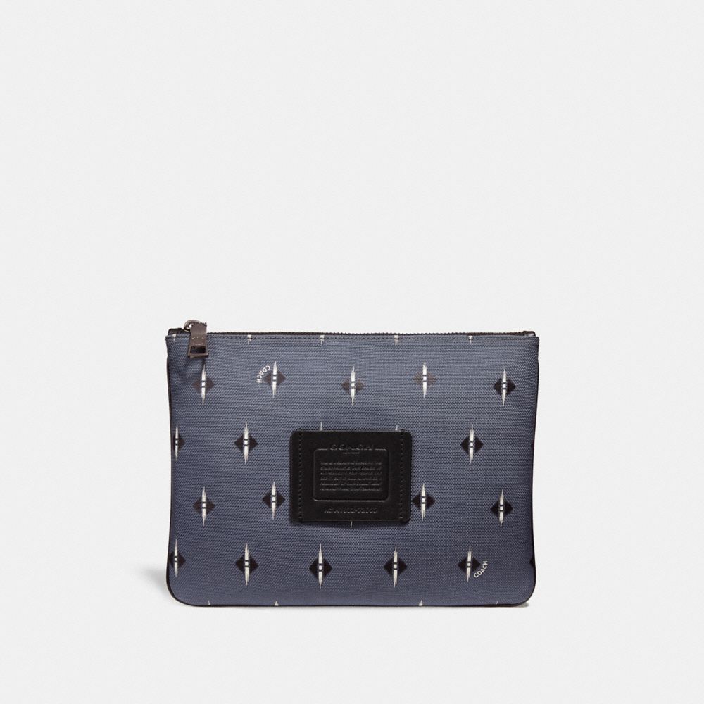 COACH 32655 MULTIFUNCTIONAL POUCH WITH IKAT GEO PRINT GREY/CHALK