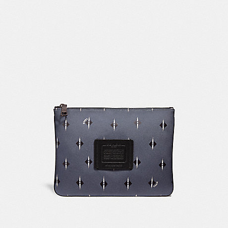 COACH MULTIFUNCTIONAL POUCH WITH IKAT GEO PRINT - GREY/CHALK - 32655