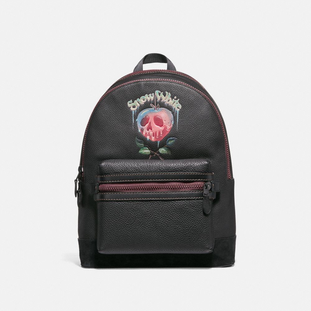 COACH 32663 DISNEY X COACH ACADEMY BACKPACK WITH POISON APPLE GRAPHIC BLACK/MATTE BLACK