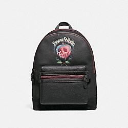 DISNEY X COACH ACADEMY BACKPACK WITH POISON APPLE GRAPHIC - BLACK/MATTE BLACK - COACH 32663