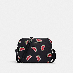 COACH 3270 Mini Camera Bag With Watermelon Print SV/NAVY RED MULTI