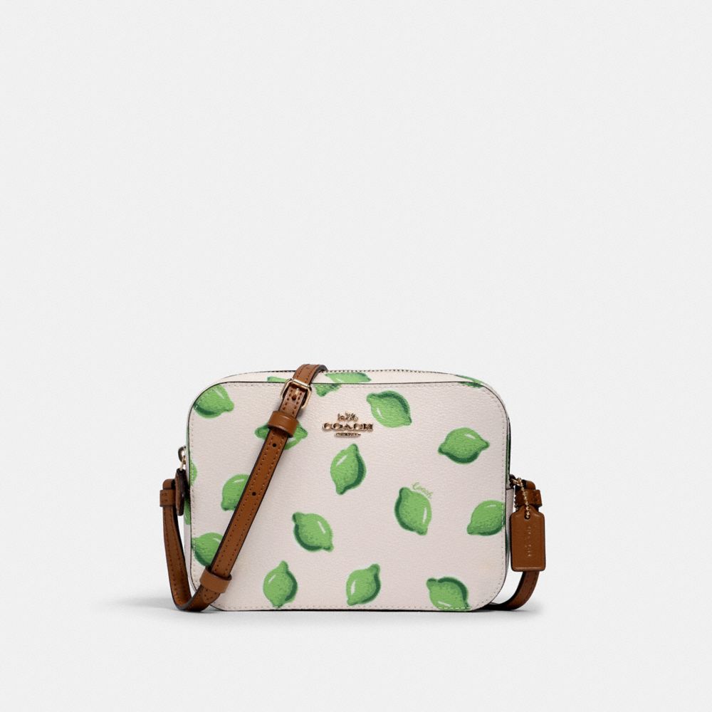 COACH MINI CAMERA BAG WITH LIME PRINT - IM/CHALK GREEN MULTI - 3271