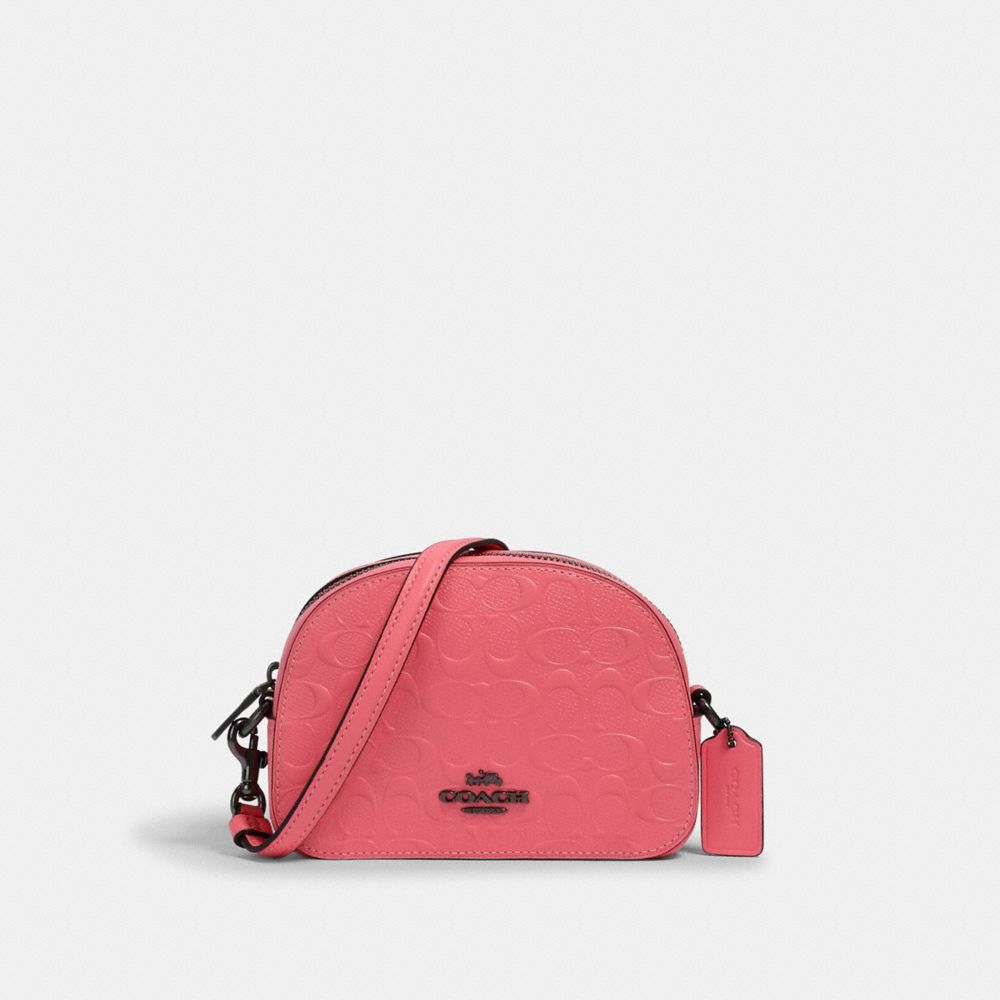 MINI SERENA CROSSBODY IN SIGNATURE LEATHER - 3278 - QB/PINK LEMONADE