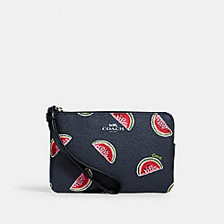 CORNER ZIP WRISTLET WITH WATERMELON PRINT - SV/NAVY RED MULTI - COACH 3282