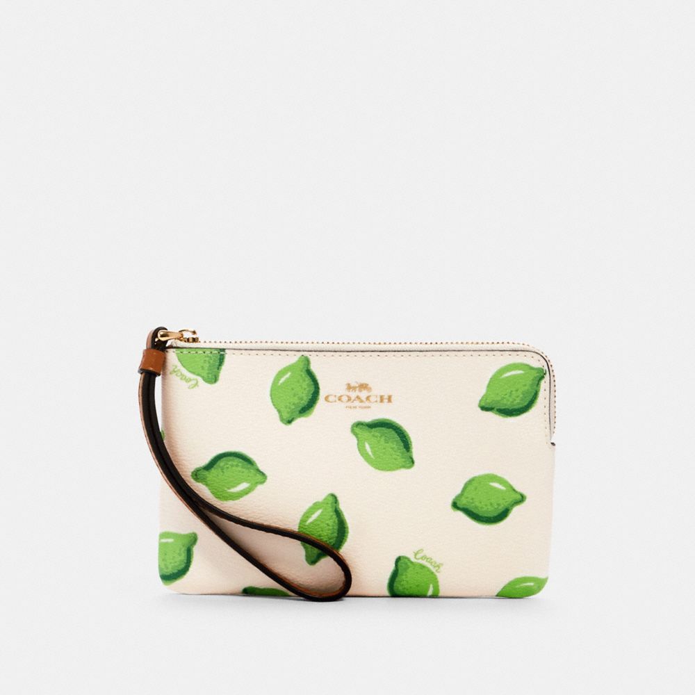 CORNER ZIP WRISTLET WITH LIME PRINT - IM/CHALK GREEN MULTI - COACH 3283