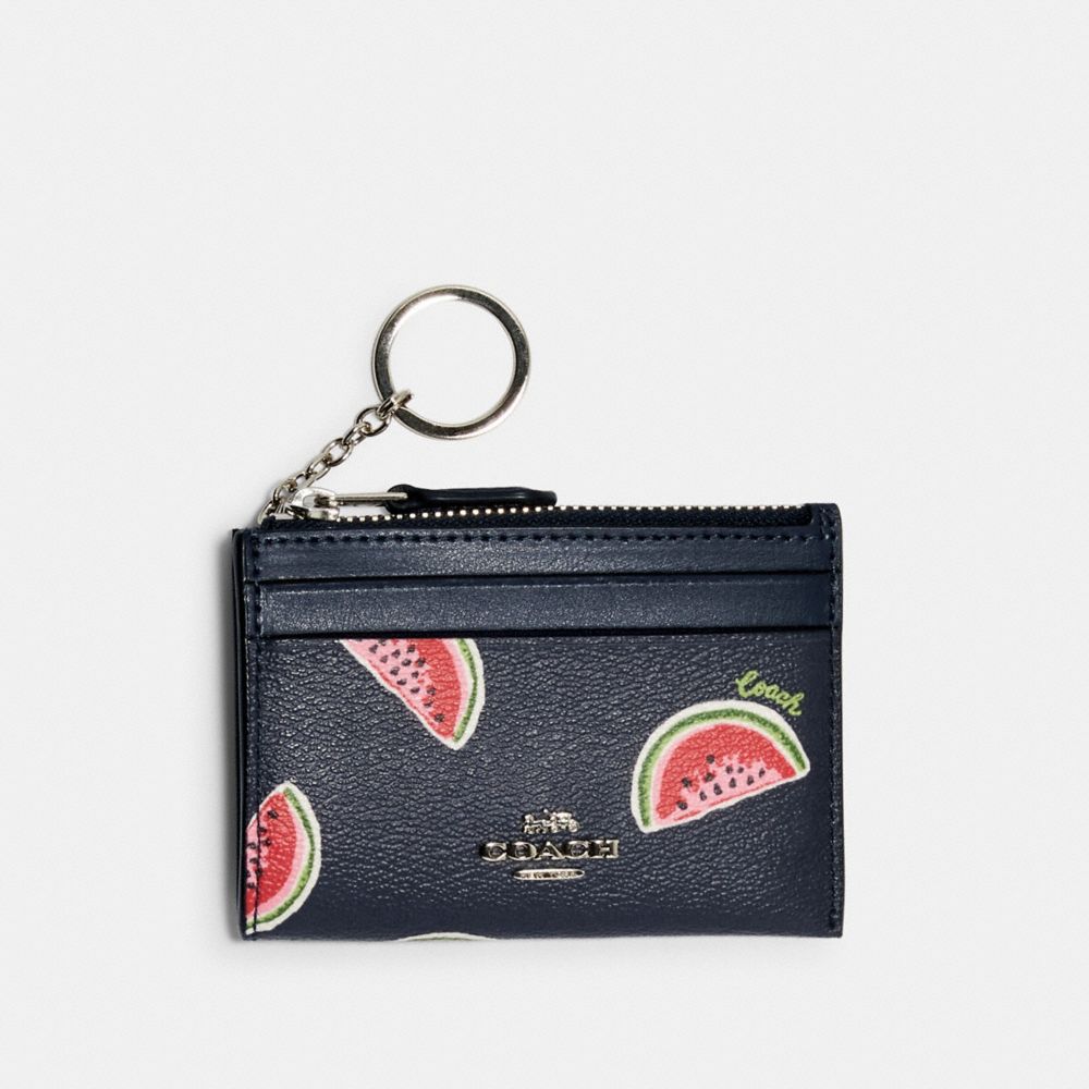 COACH MINI SKINNY ID CASE WITH WATERMELON PRINT - SV/NAVY RED MULTI - 3301