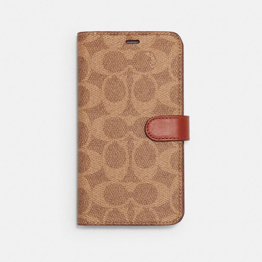 COACH 33020 Iphone X/Xs Folio In Signature Canvas KHAKI