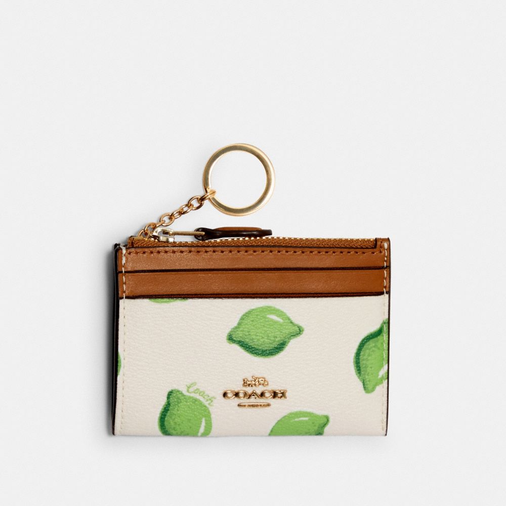 COACH 3302 Mini Skinny Id Case With Lime Print IM/CHALK GREEN MULTI