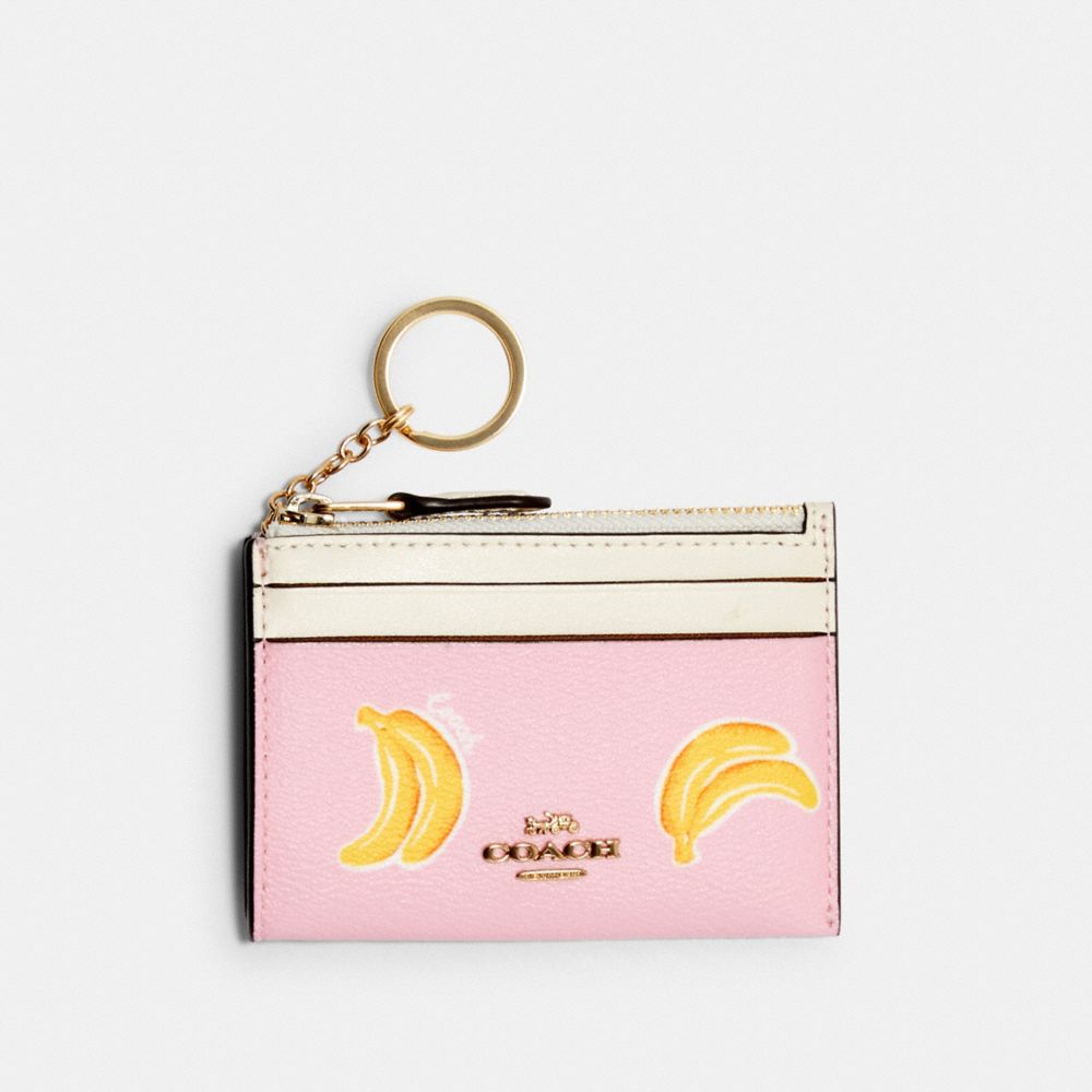 COACH 3304 - MINI SKINNY ID CASE WITH BANANA PRINT IM/PINK LEMONADE MULTI