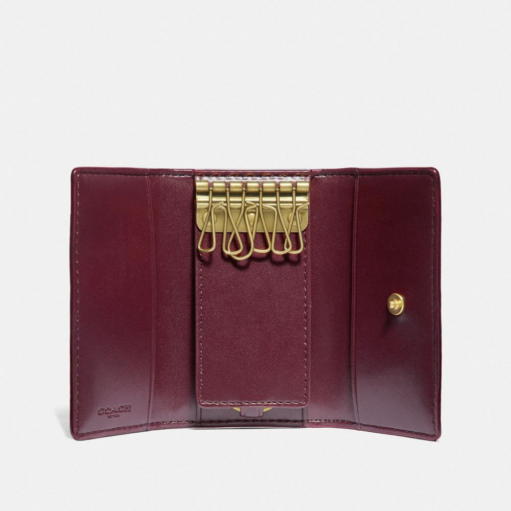 公式 Coach コーチ 6 リング キー ケース シグネチャー キャンバス 財布 革小物