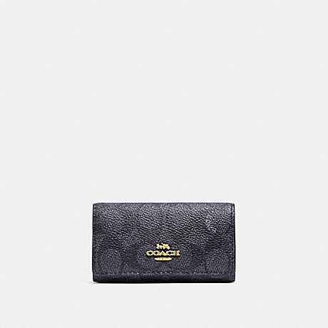 COACH SIX RING KEY CASE IN SIGNATURE CANVAS - LI/CHARCOAL MIDNIGHT NAVY - 33069