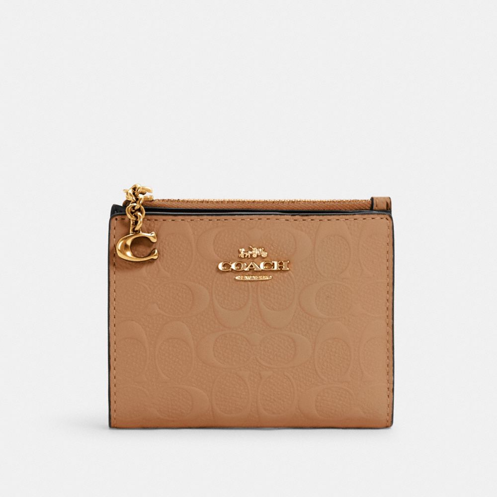 SNAP CARD CASE IN SIGNATURE LEATHER - IM/TAUPE - COACH 3306