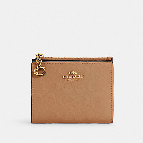 COACH 3306 SNAP CARD CASE IN SIGNATURE LEATHER IM/TAUPE