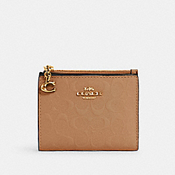 COACH 3306 Snap Card Case In Signature Leather IM/TAUPE