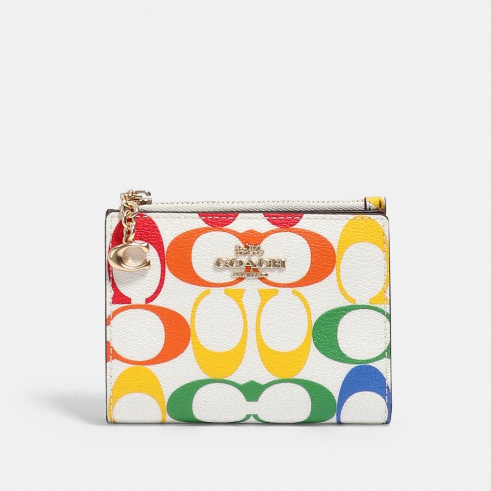 COACH® Outlet  Heart Coin Case In Rainbow Signature Canvas